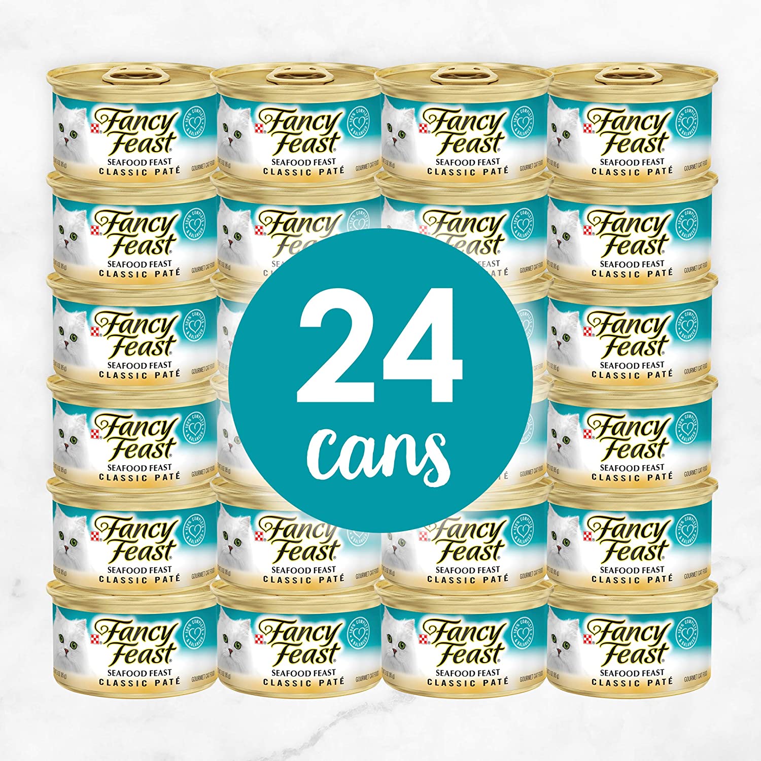 Purina Fancy Feast Grain Free Pate Wet Cat Food. Classic Pate Seafood Feast - (24) 3 oz. Cans