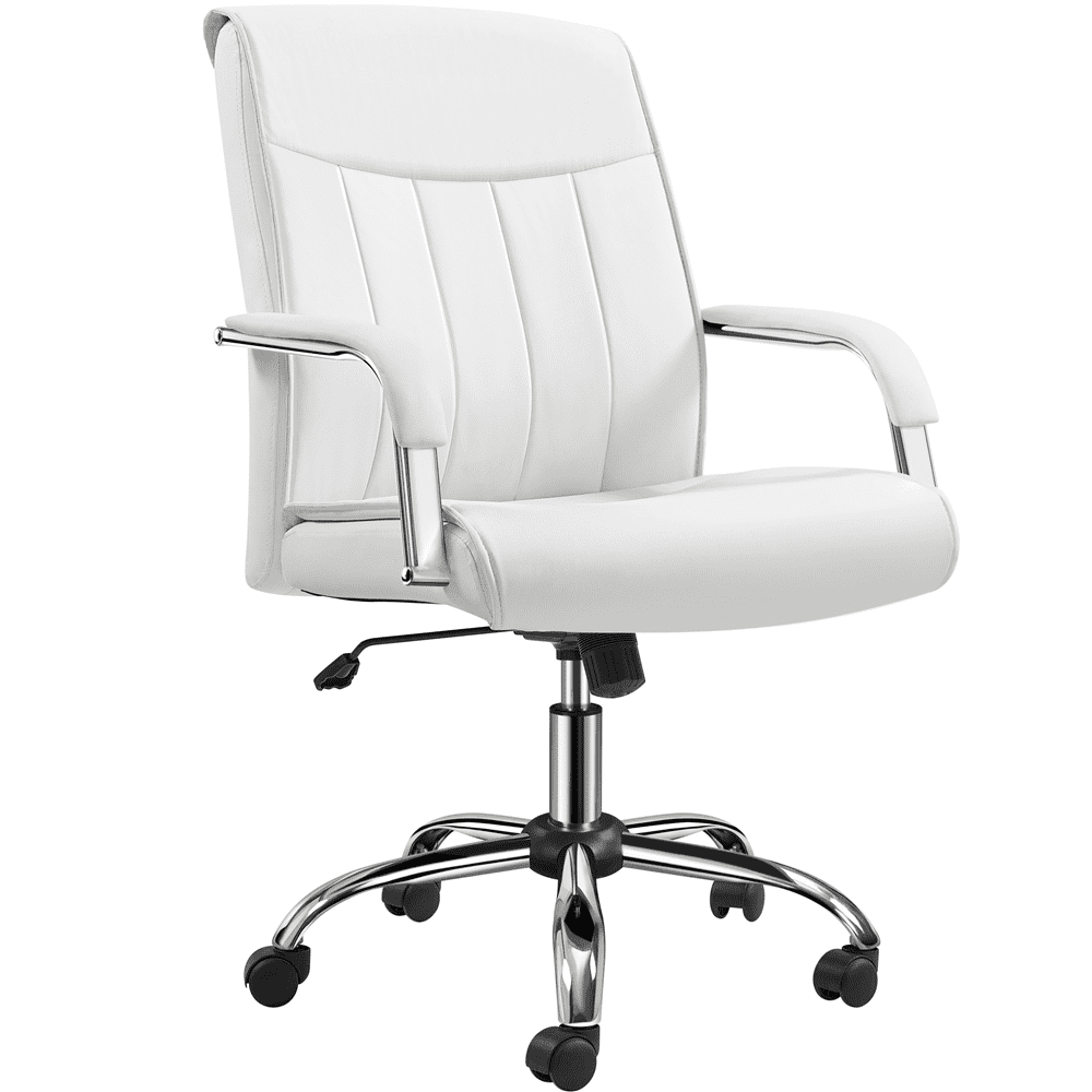 SMILE MART Steady 22.5 in Executive Chair. 300 lbs. Capacity. White