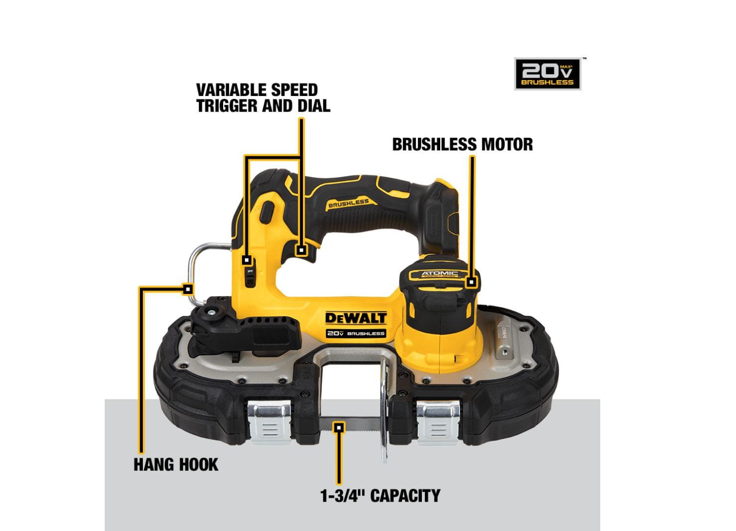 DEWALT DCS377B ATOMIC 20-Volt MAX Cordless Brushless Compact 1-3/4 in. Bandsaw (Tool-Only)