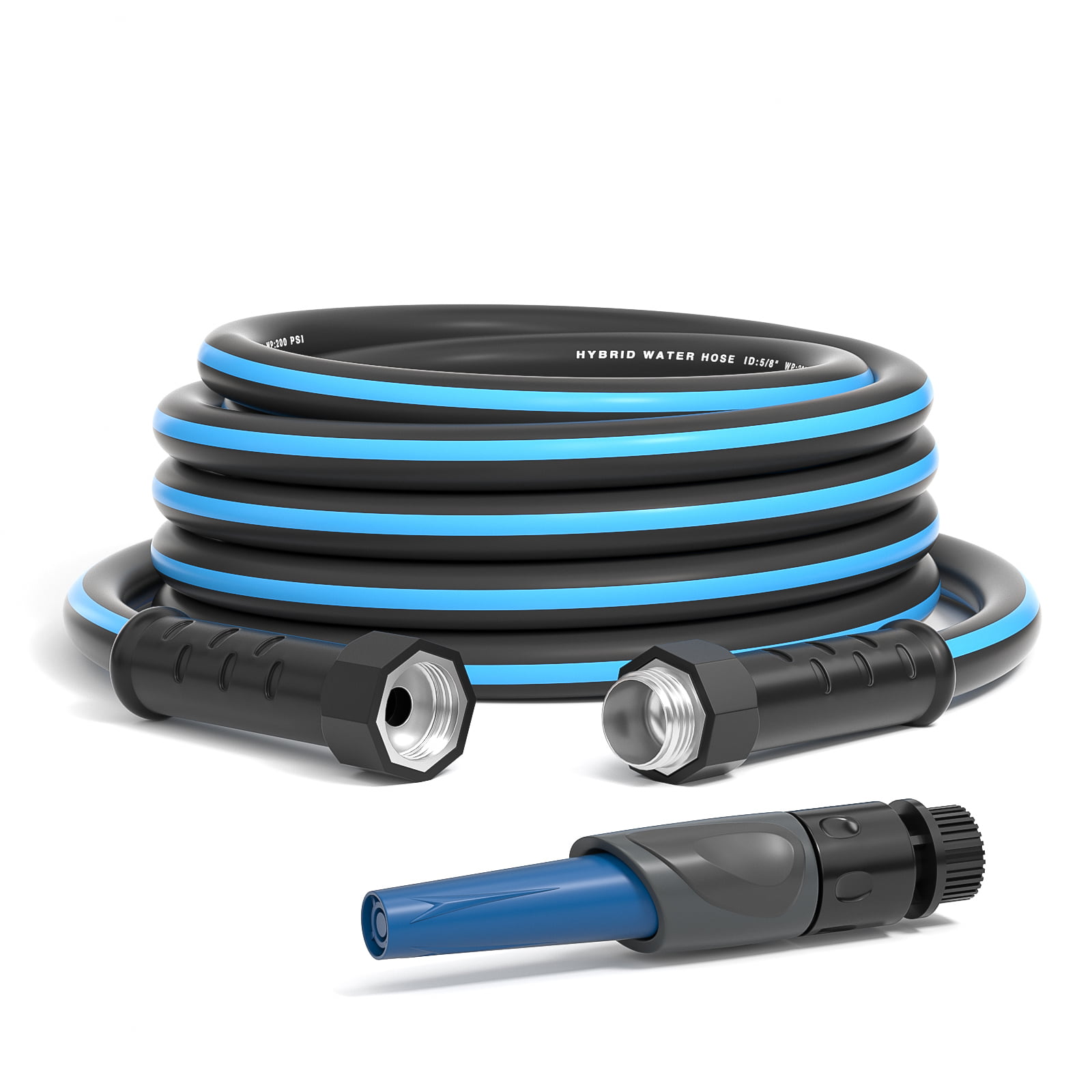 Gardguard Garden Hose 25ft x 5/8″ Heavy Duty. Lightweight Not for Drinking Water. Include Nozzle. Black & Blue