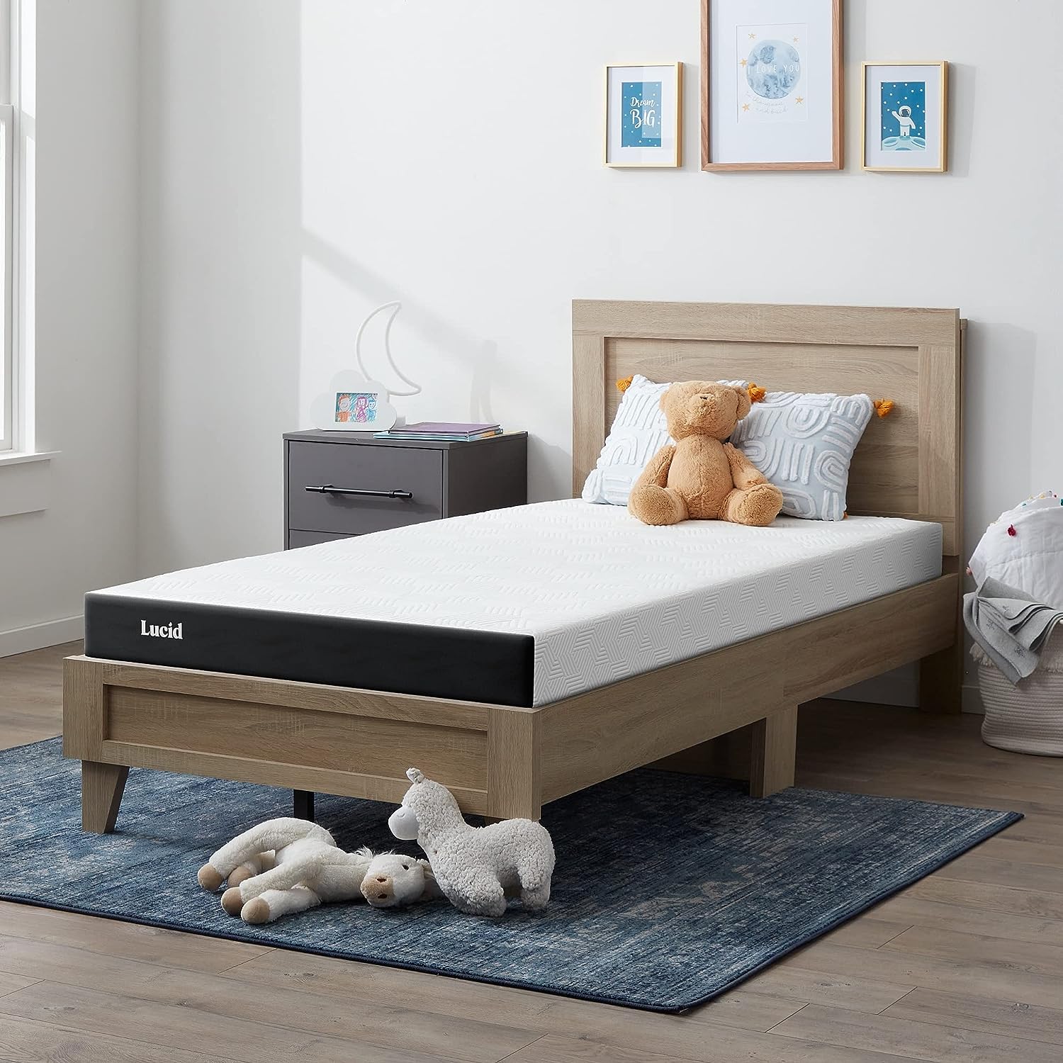 Lucid 5 Inch Firm Gel Memory Foam Mattress Queen — Gel Infusion—Hypoallergenic Bamboo Charcoal—Breathable Cover.White