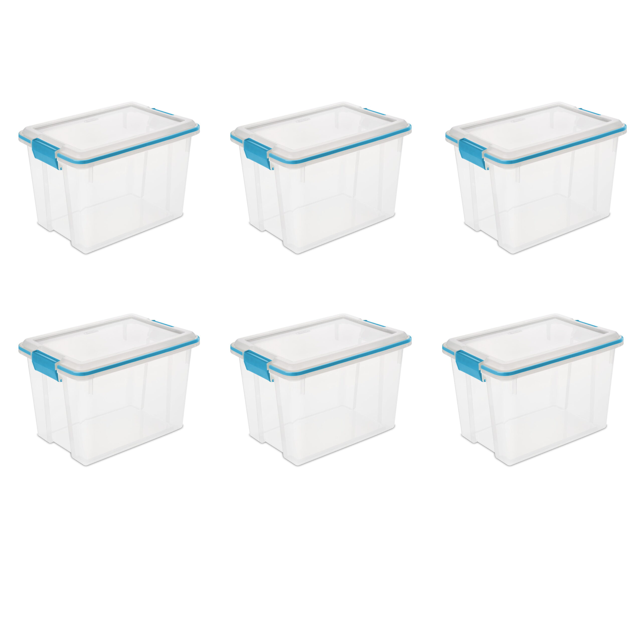 Sterilite 20 Qt. Gasket Box Plastic. Blue Aquarium. Set of 6