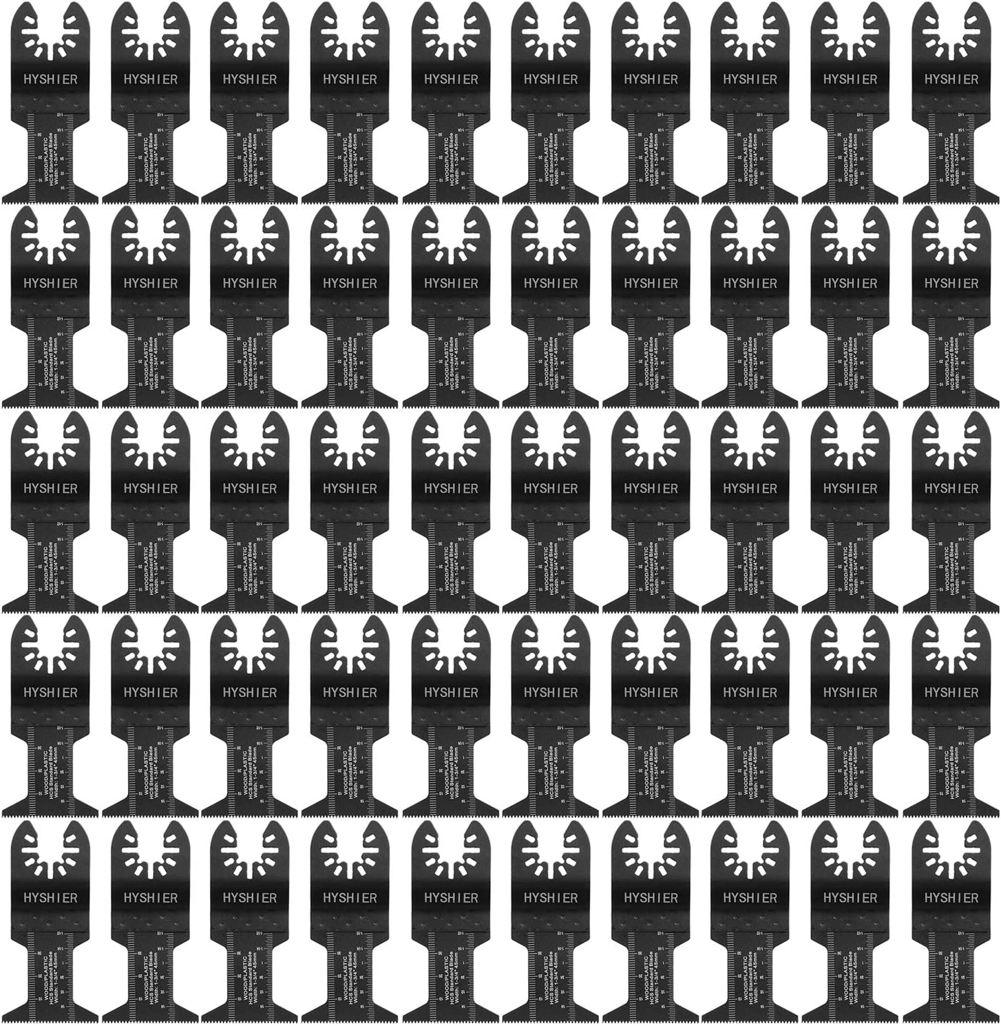 HYSHIER 50 Pcs Oscillating Tool Blades. Professional Universal Oscillating Saw Blades. Wood Multitool Blades. Quick Release Durable Oscillating Tool. Multi Tool Blades Fit All Models (44mm)