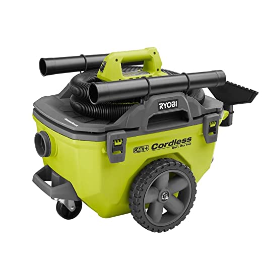 RYOBI P770 ONE+ 18V 6 Gal. Cordless Wet/Dry Vacuum (Tool Only) with Hose. Crevice Tool. Floor Nozzle and Extension Wand