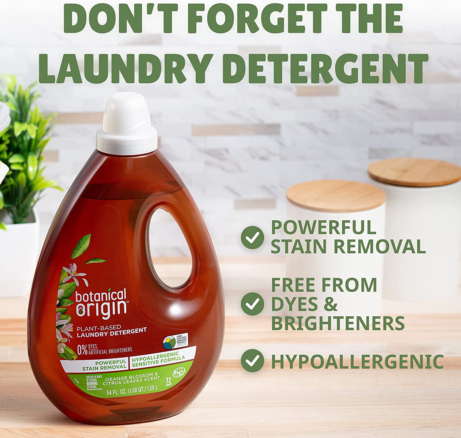 Botanical Origin Plant-based Fabric Softener. 2 pack of 32.46 oz (96 Loads)