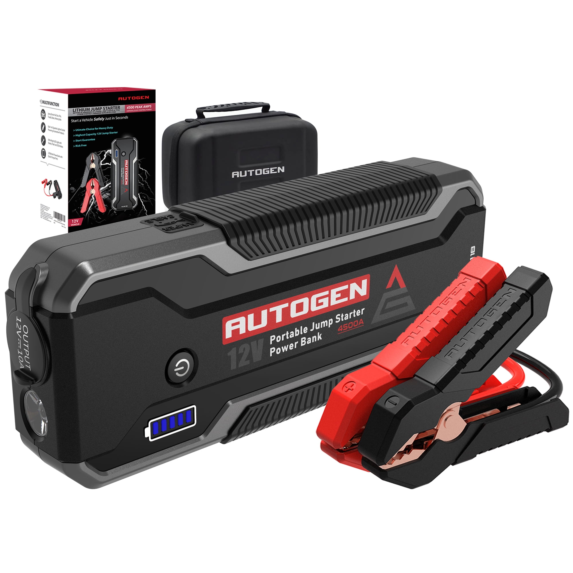 AUTOGEN 4500A 32000mAh Black Battery Jump Starter. 12V Lithium Jump Box