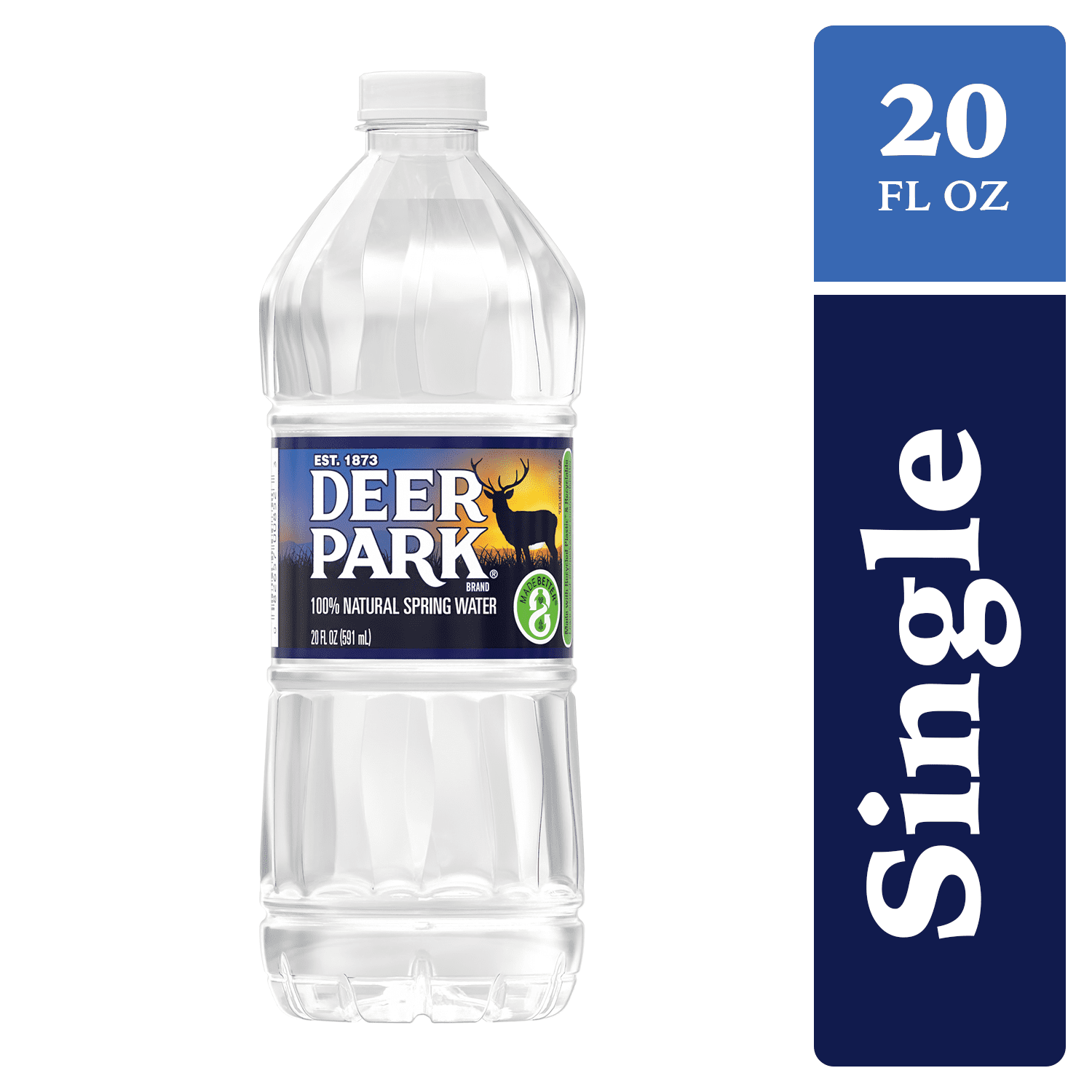 DEER PARK Brand 100% Natural Spring Water. 20-ounce plastic bottle