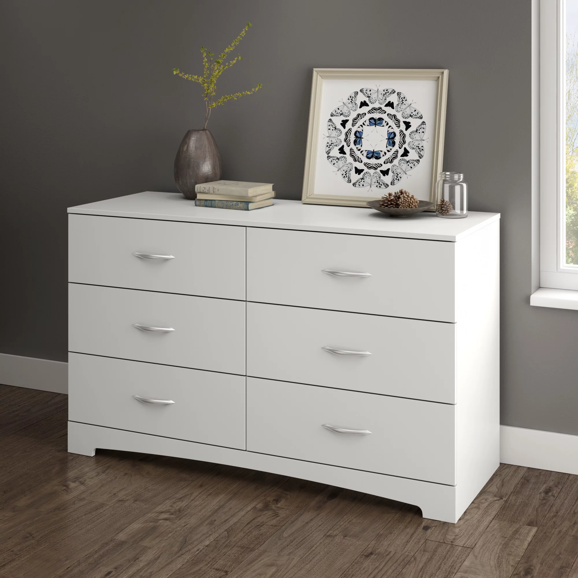 South Shore SoHo. Contemporary 6-Drawer Double Dresser. Pure White
