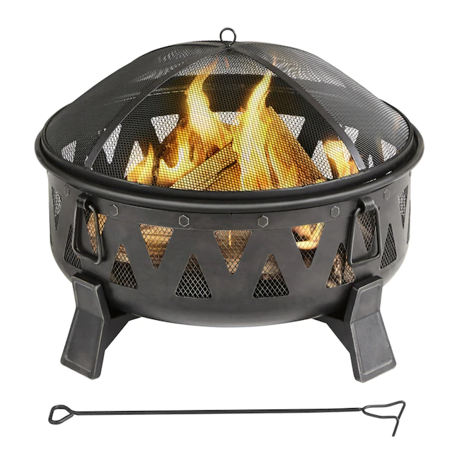 Style Selections  29.9-in W Antique Black Steel Wood-Burning Fire Pit