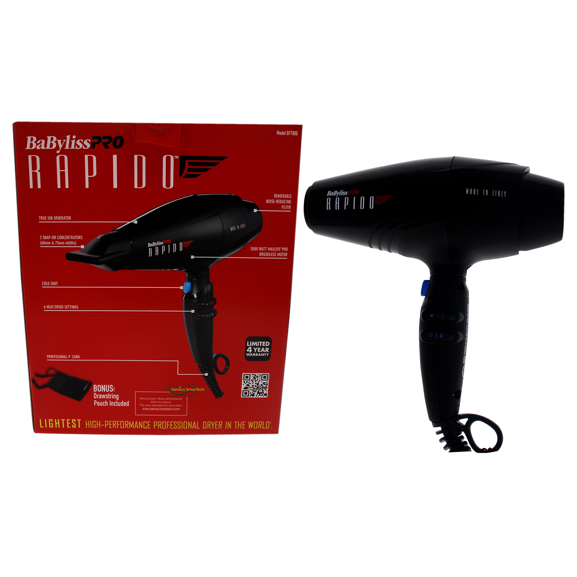 BaBylissPRO Ferrari Rapido Hair Dryer 2000 Watts +Travel Pouch