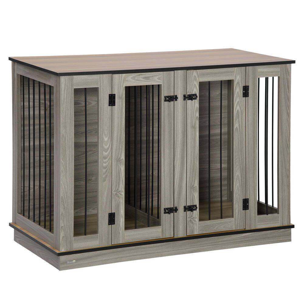 PawHut D02-087V80 Furniture Style Dog Crate with Removable Panel. End Table with Two Rooms Design - Large