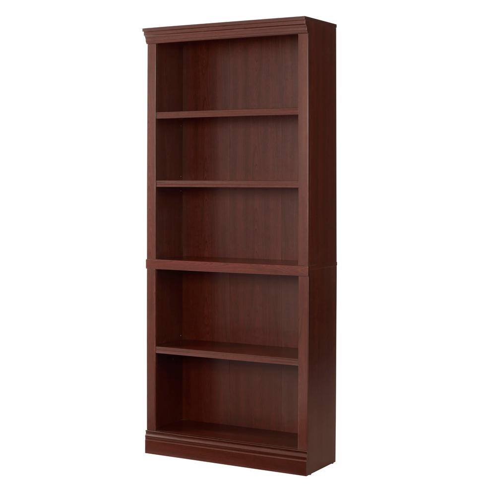 StyleWell 71 in. Dark Brown Wood 5-Shelf Classic Bookcase with Adjustable Shelves