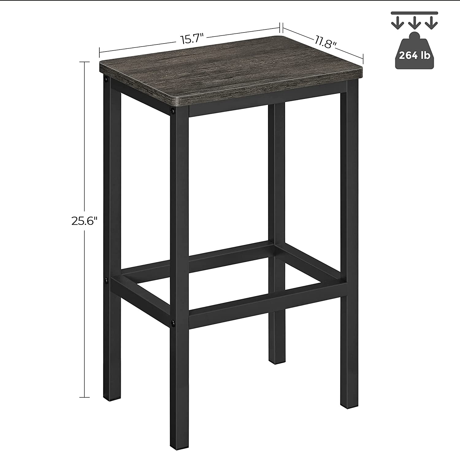 VASAGLE Bar Stools. Set of 2 Bar Chairs. Kitchen Breakfast Bar Stools. Charcoal Gray and Black ULBC065B04