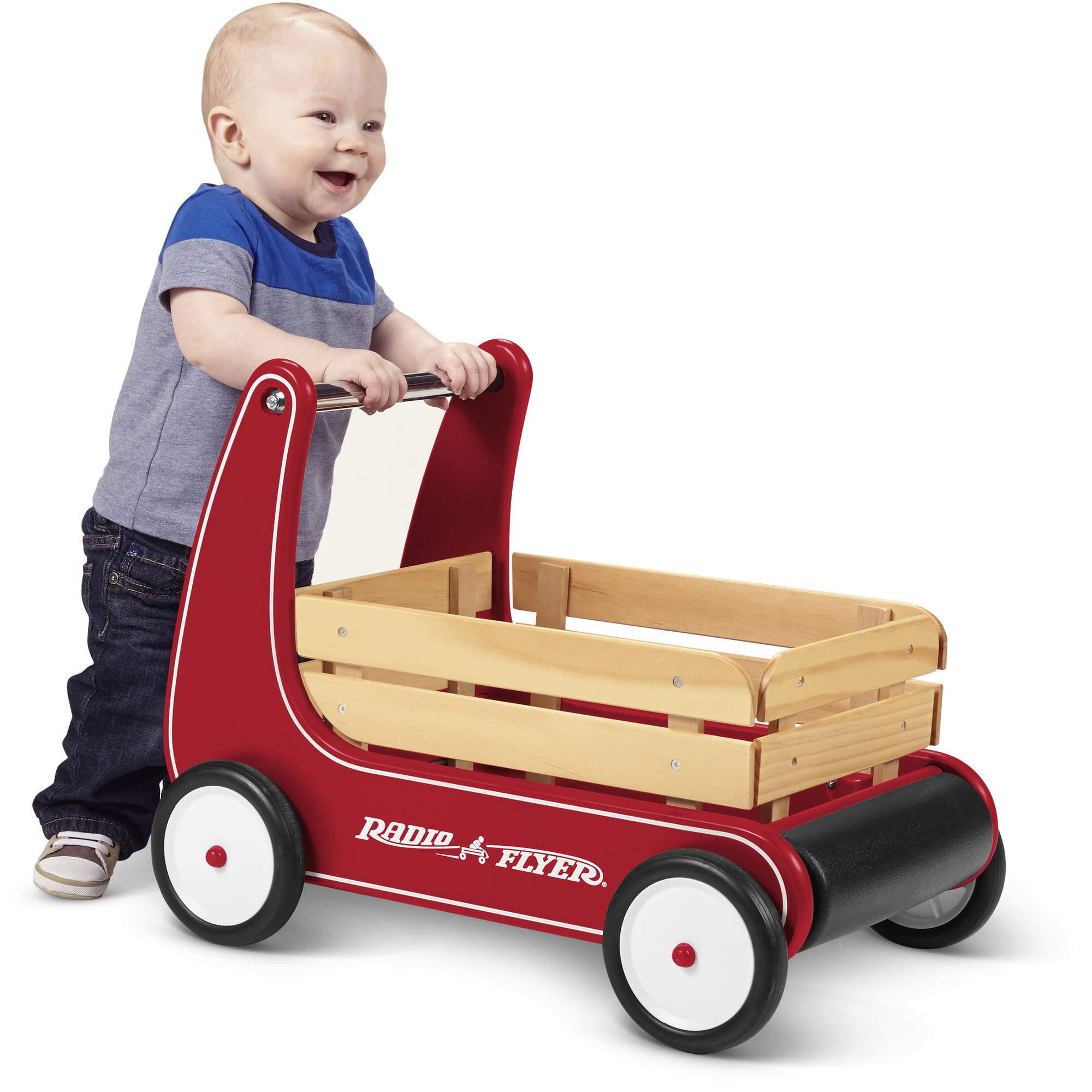 Radio Flyer. Classic Walker Wagon. Wood Push Walker. Red