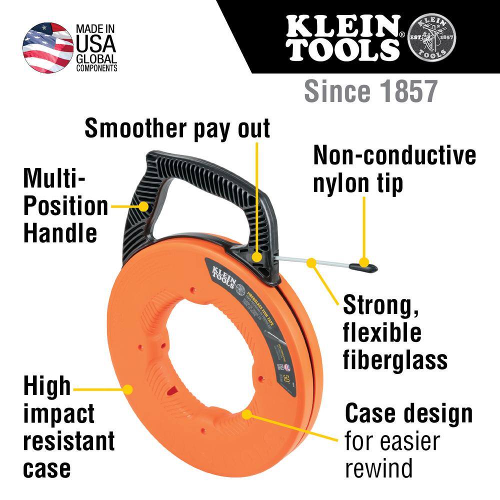 Klein Tools M2O41536KIT 100 ft. Non-Conductive Fiberglass Fish Tape and 20 ft. Glow Fish Tape Set