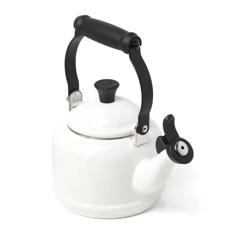Le Creuset Q9401-16 Enamel On Steel Demi Tea Kettle. 1.25 qt.. White