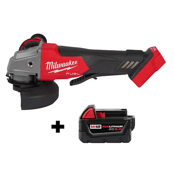 Milwaukee 2880-20-48-11-1850 M18 FUEL 18V Lithium-Ion Brushless Cordless 4-1/2 in. ./5 in. Grinder with Paddle Switch with (1) 5.0 Ah Battery