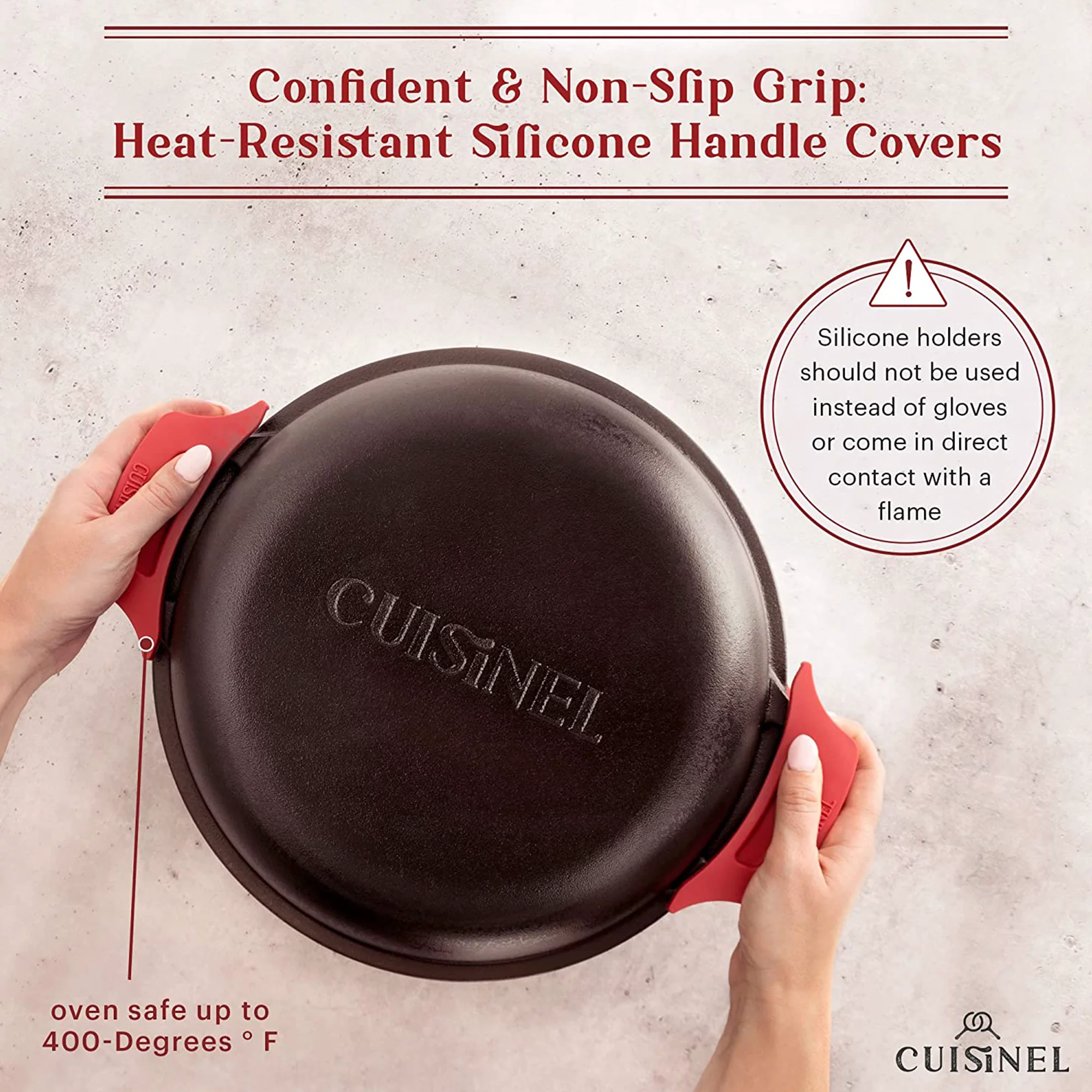 Cuisinel Cast Iron Pot with Lid 2-in-1 Multi Cooker Pre-Seasoned Dutch Oven 7 Quarts