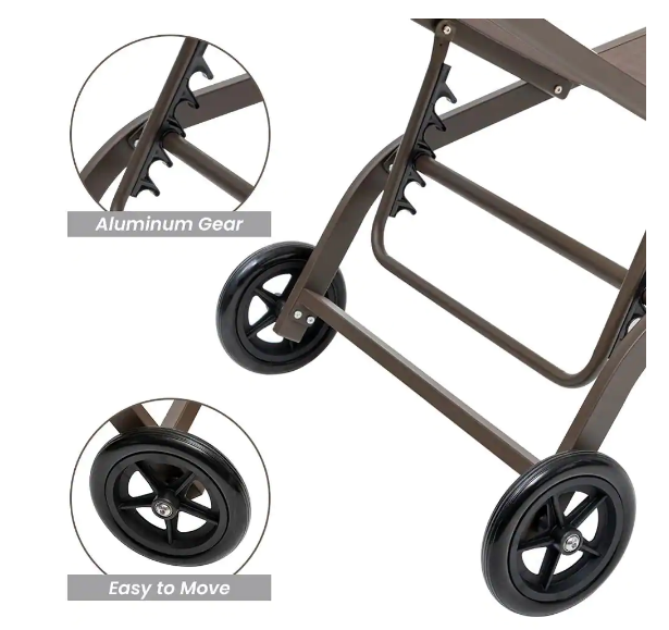 Crestlive Products Brown 2-Piece Metal Adjustable Outdoor Chaise Lounge