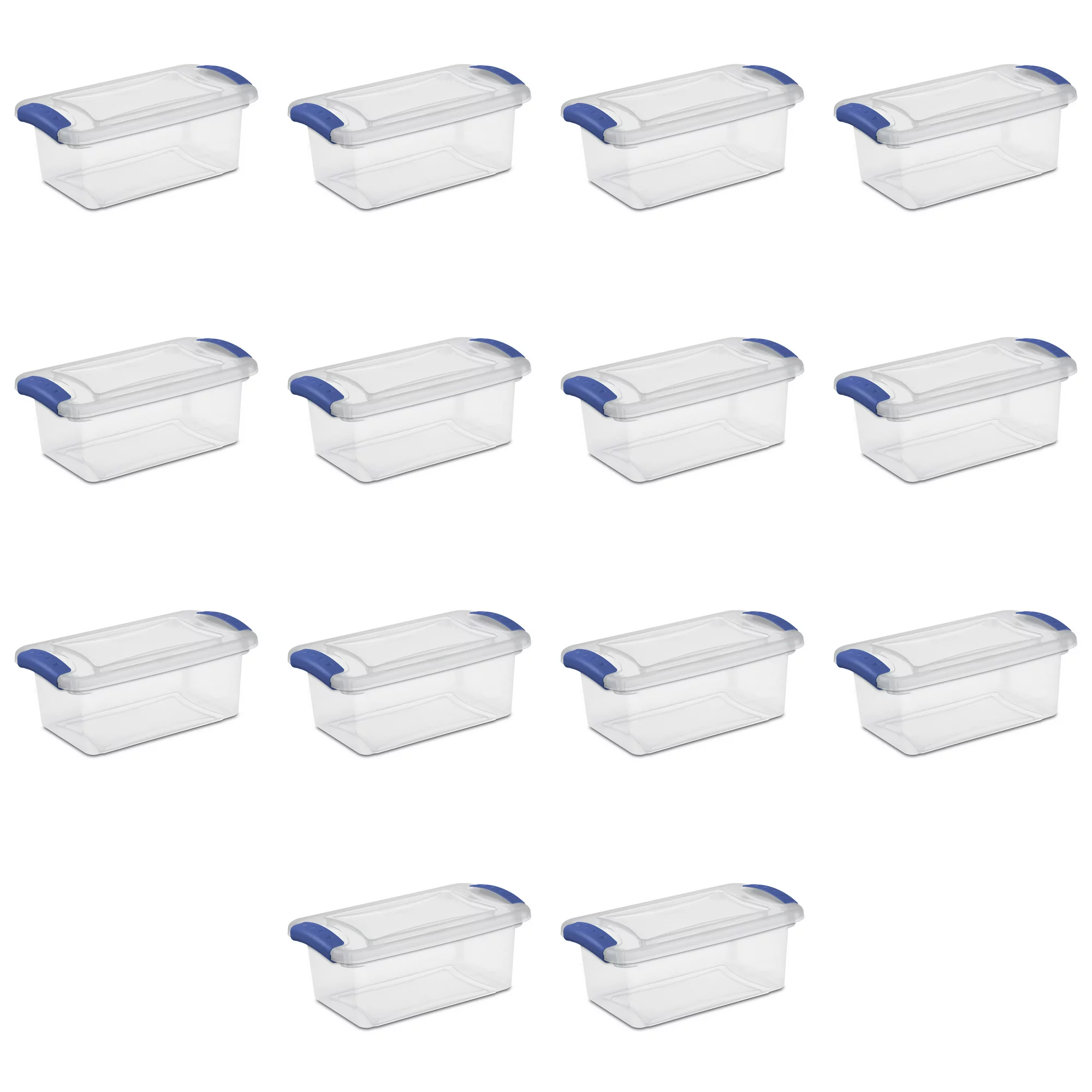 Sterilite 7 Qt. Latch Box Plastic. Stadium Blue. Set of 14