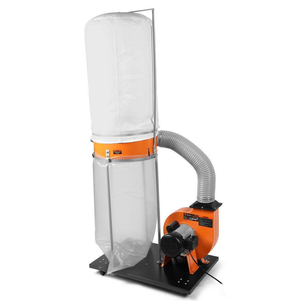 WEN DC1300 1.300 CFM 14 Amp 50 Gal. 5 Mic Woodworking Dust Collector with Collection Bag and Mobile Base