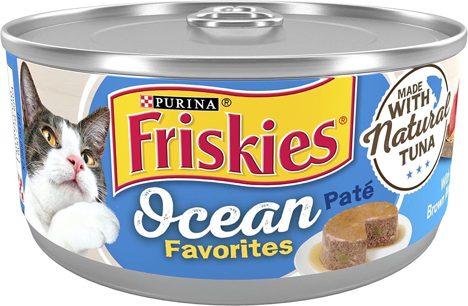 Purina Friskies Wet Cat Food Pate Ocean Favorites with Natural Tuna Brown Rice and Peas - (24) 5.5 oz. Cans