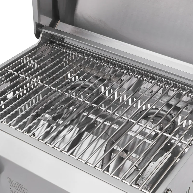 Barton 95541 Portable Outdoor Tabletop Propane Gas Dual Burner Grill in Stainless Steel Silver with Drip Tray