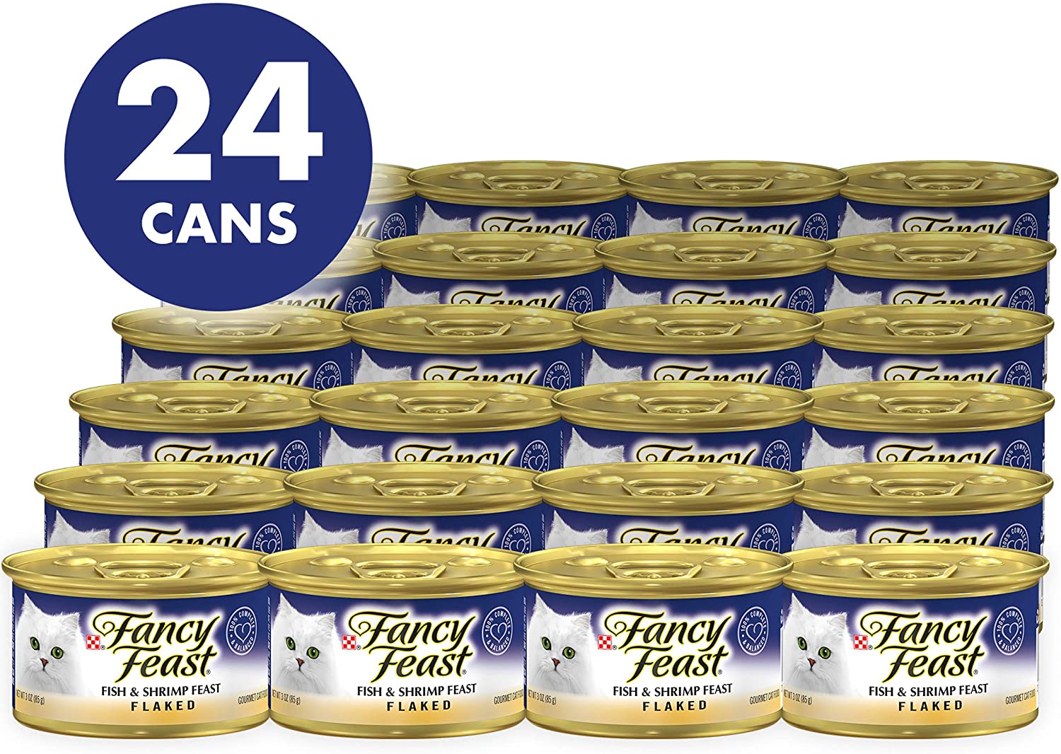 Purina Fancy Feast Wet Cat Food. Flaked Fish & Shrimp Feast - (24) 3 oz. Cans