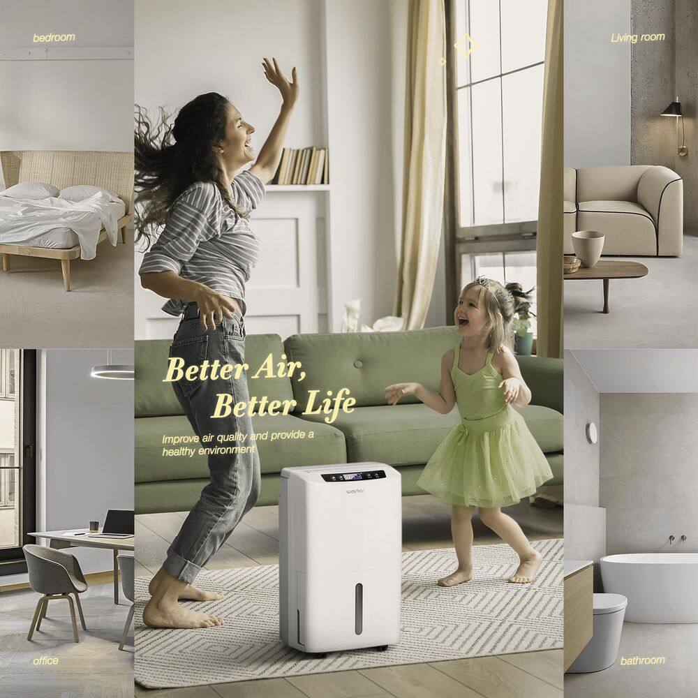 waykar HDCX-PD160B 34-Pints For 2000 sq. ft. Home and Basement Multifunctional Smart Dehumidifier With 0.66 Gal Water Tank