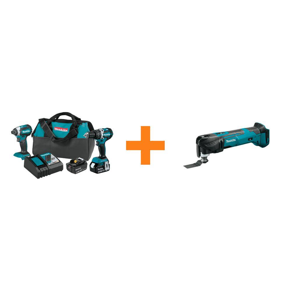 Makita XT269M-XMT03Z 18V LXT Lithium-Ion Brushless Cordless Hammer Drill/Impact Driver Combo Kit (2Pc) w/BONUS 18V Li-Ion Multi-Tool