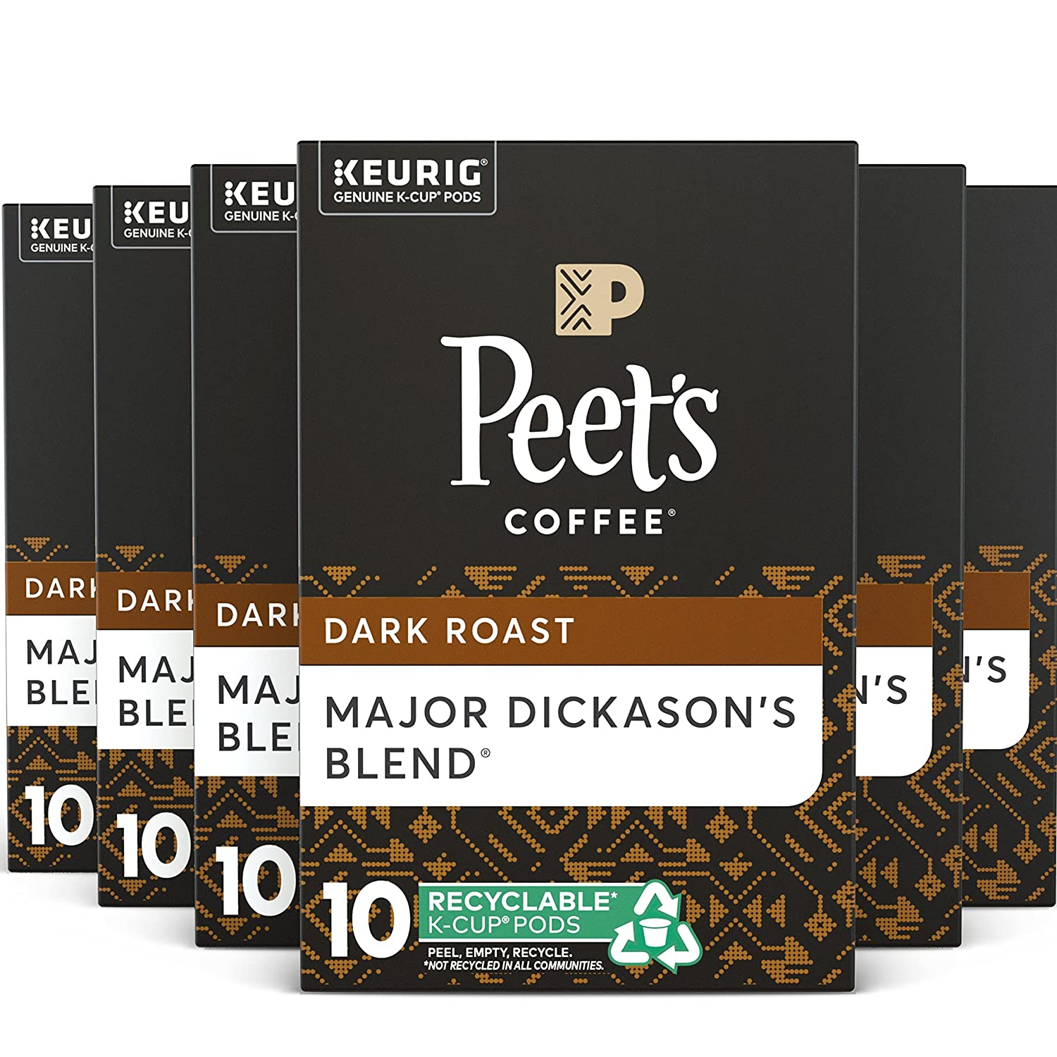 Peet-s Coffee. Dark Roast K-Cup Pods for Keurig Brewers - Major Dickason-s Blend 60 Count (6 Boxes of 10 K-Cup Pods) Packaging May Vary