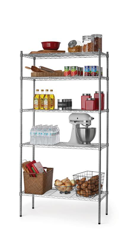 Hyper Tough 5 Tier Wire Shelf Unit. Chrome. 1750 lb Capacity