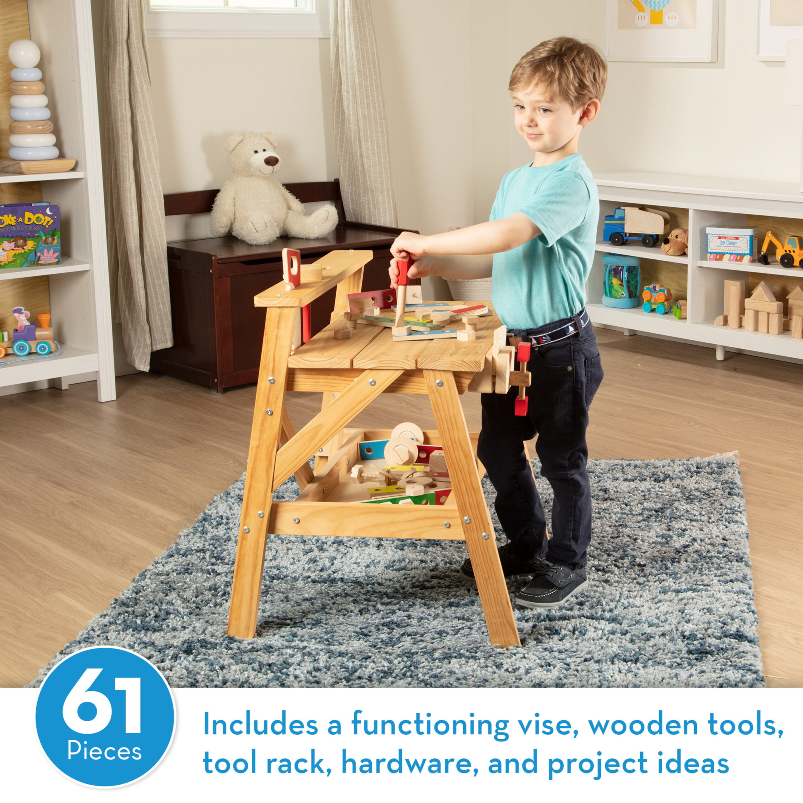Melissa & Doug Solid Wood Project Workbench Play Building Set