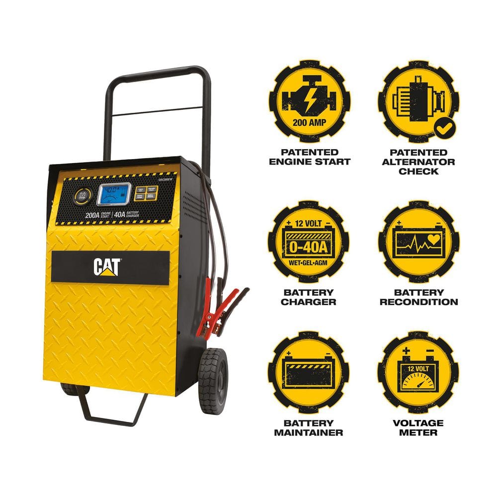 CAT CBC200EW Professional Rolling 40 Amp Battery Charger. 3 Amp Maintainer with 200 Amp Engine Start