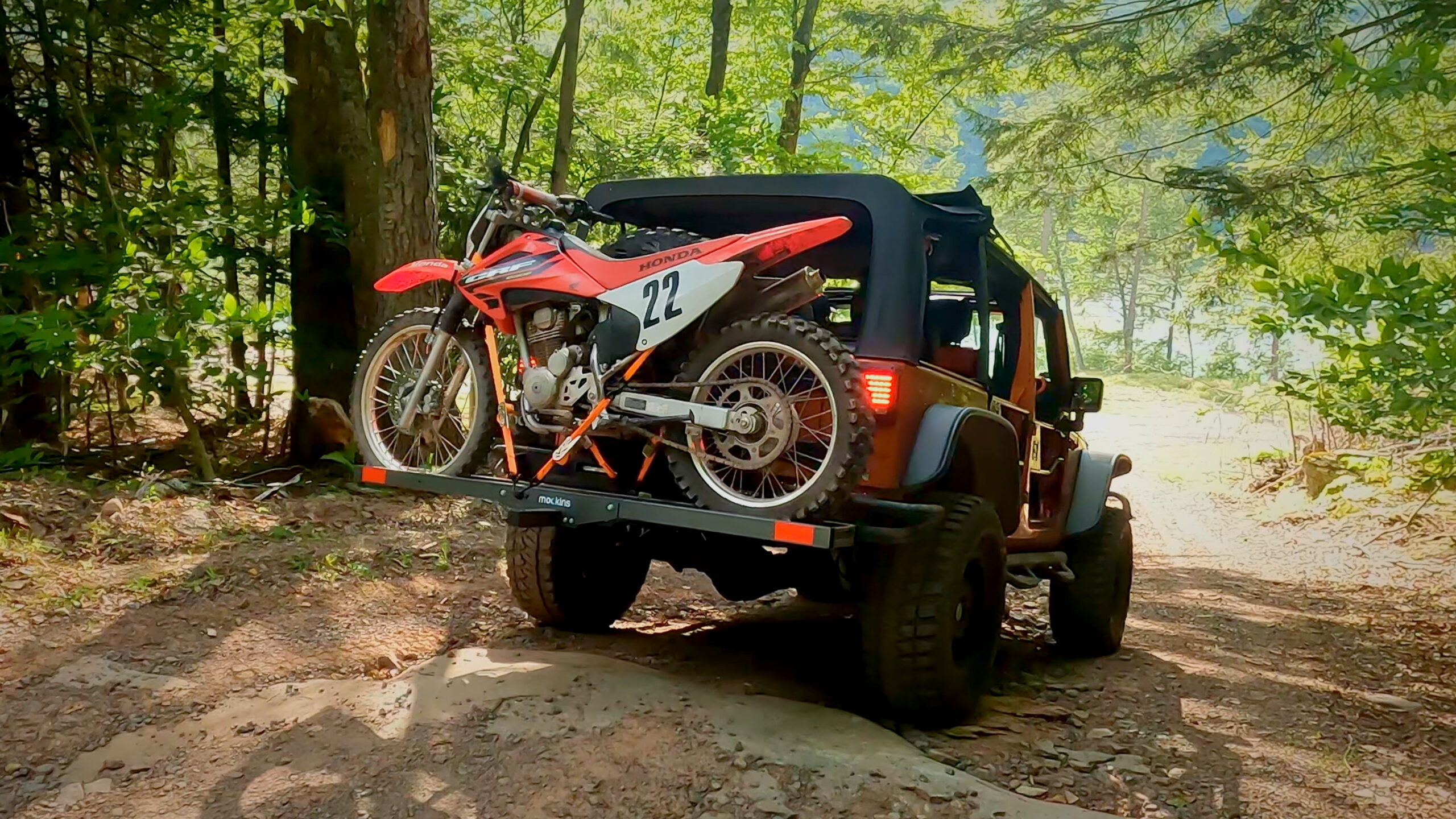 Mockins 73″ Black Steel Hitch Carrier for Dirt Bikes with Loading Ramp and Accessories | Anti-Rust Motorcycle Carrier Holds 500 lbs.