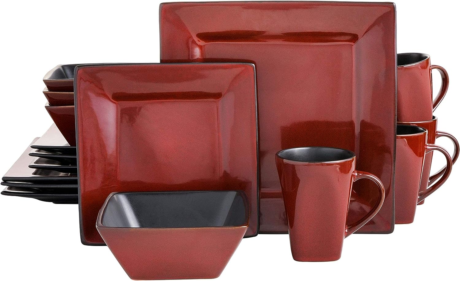 Gibson Elite Kiesling 16 Piece Dinnerware Set. Red
