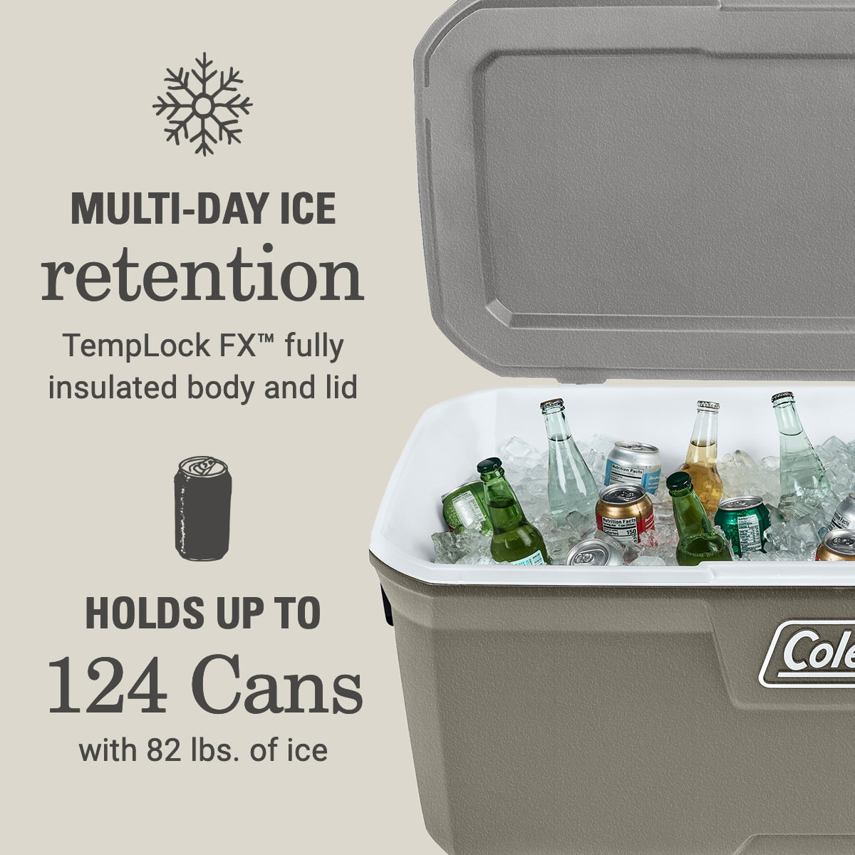 Coleman 316 Series 150QT Hard Chest Wheeled Cooler. Silver Ash