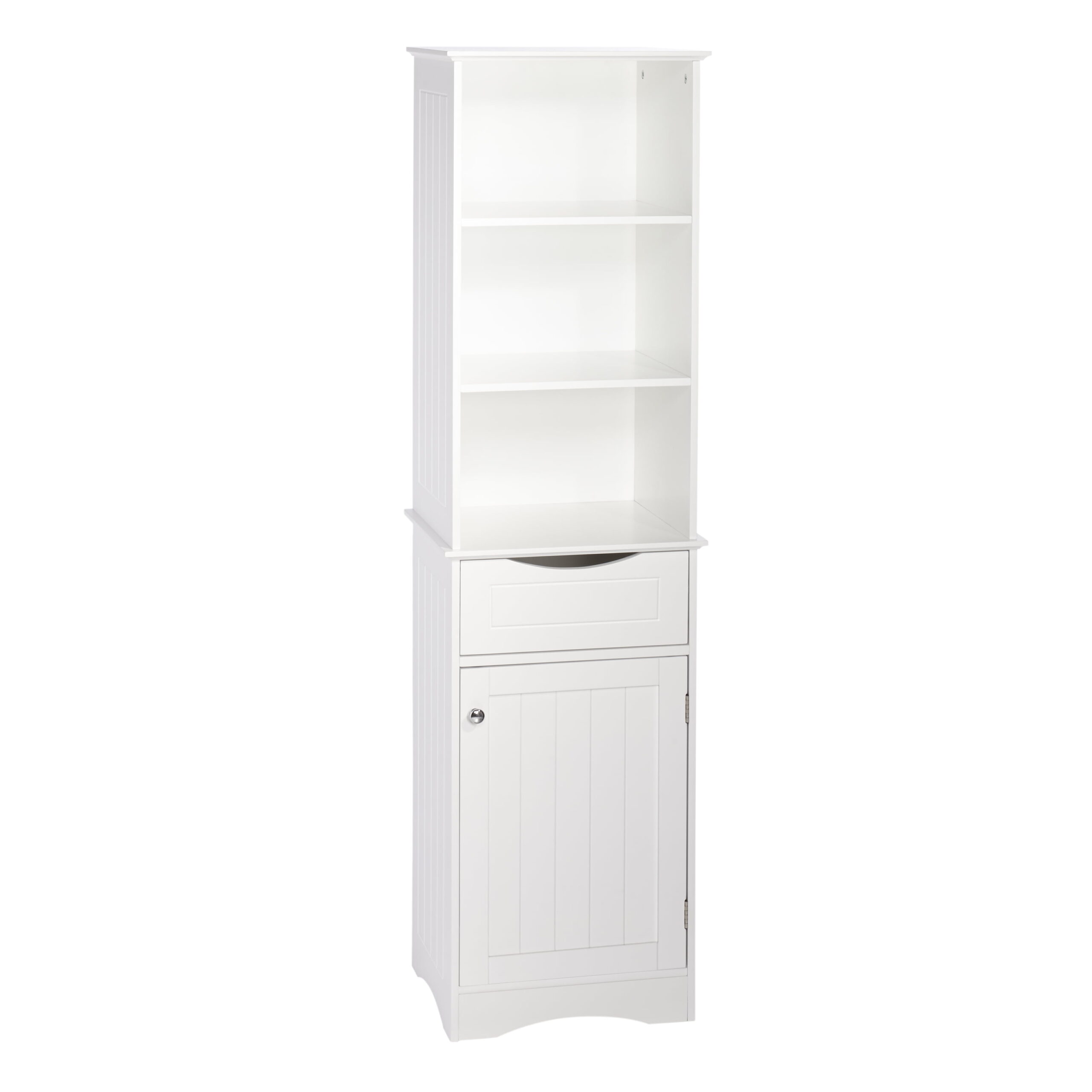 RiverRidge Home Ashland Tall Linen Storage Cabinet with Drawer. White