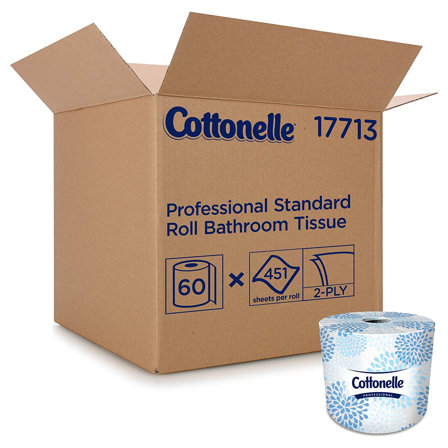 Cottonelle Professional Bulk Toilet Paper for Business (92145). Standard Toilet Paper Rolls. 2-Ply. White. 60 Rolls/Case. 451 Sheets/Roll