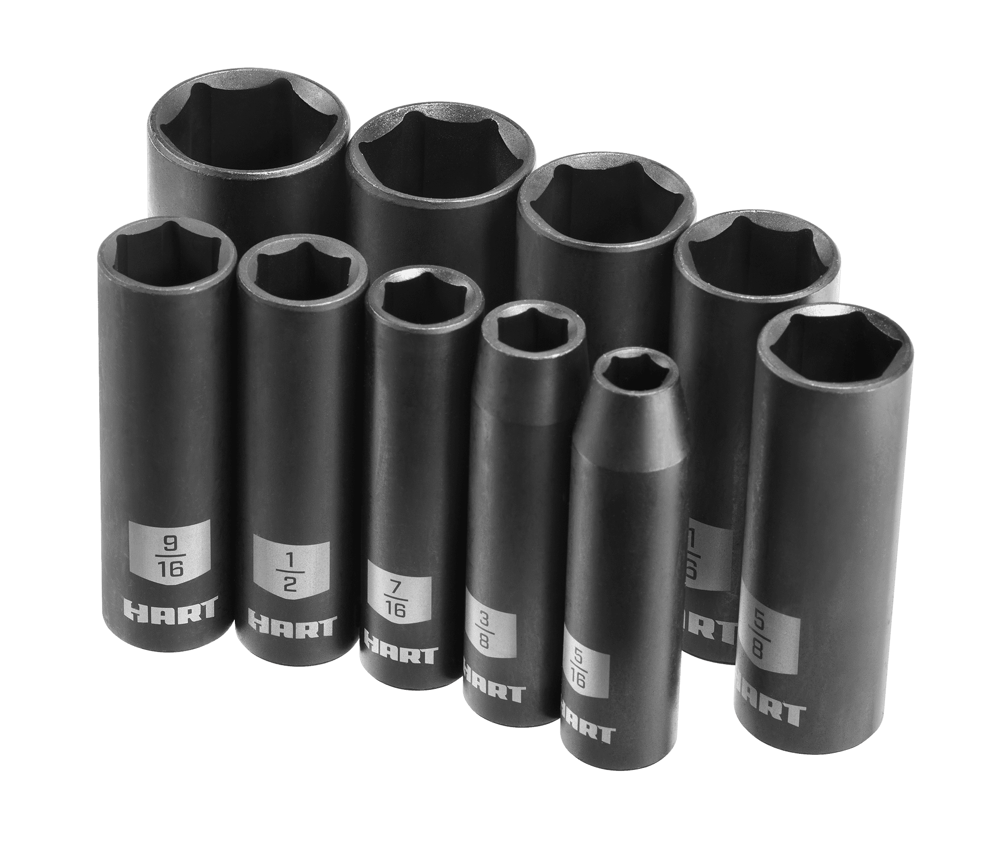 HART 10-Piece 3/8-inch Drive SAE Impact Socket Set. Chrome Vanadium with Storage Case