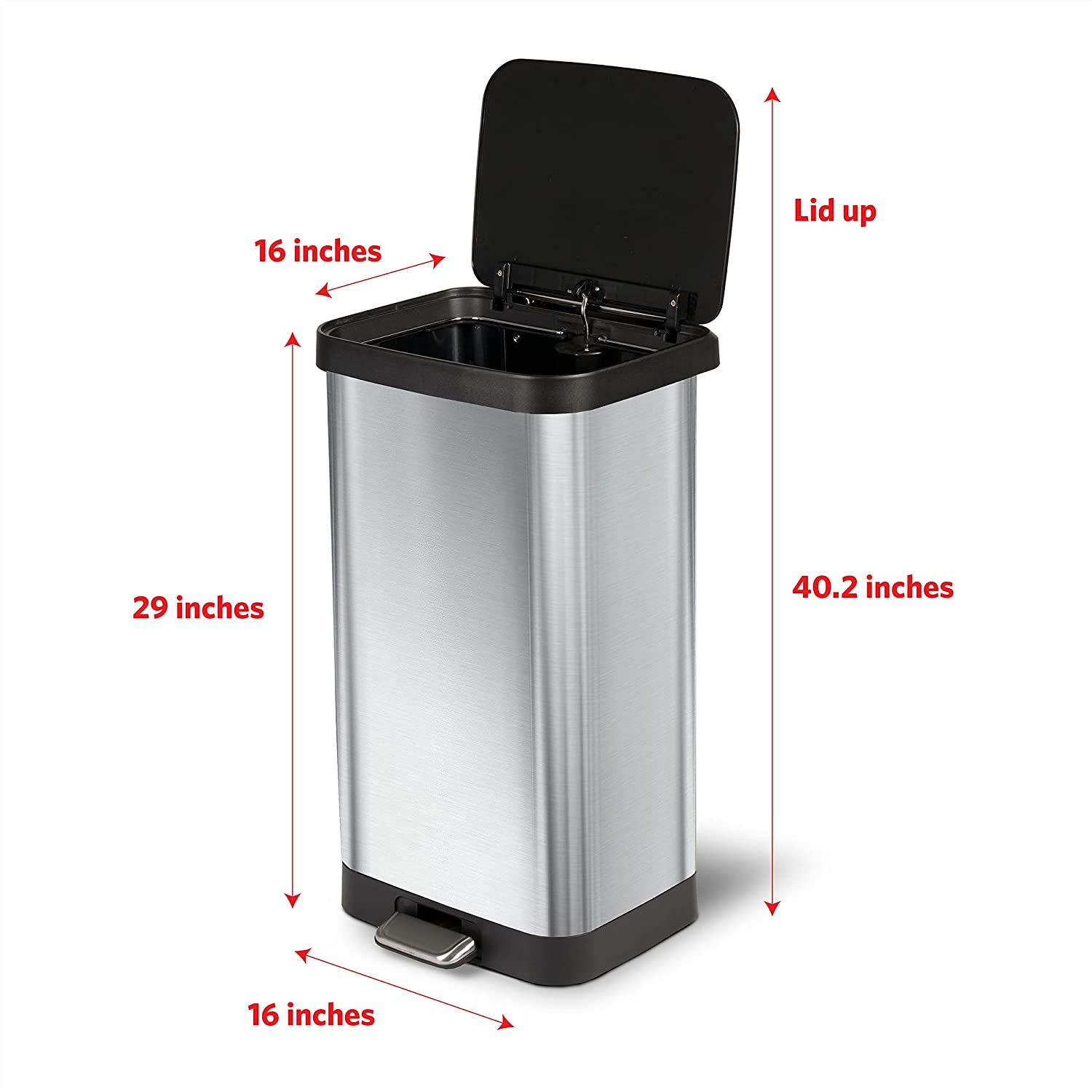 Glad Stainless Steel Step Trash Can with Clorox Odor Protection | Large Metal Kitchen Garbage Bin with Soft Close Lid. Foot Pedal and Waste Bag Roll Holder. 20 Gallon. Stainless