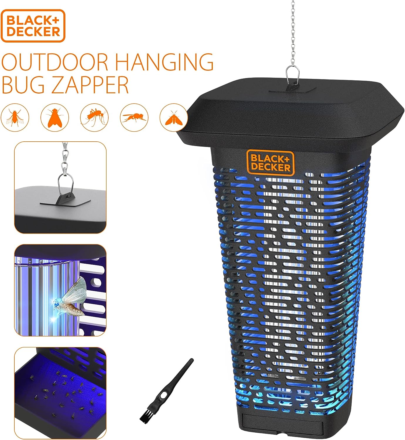 BLACK+DECKER Bug Zapper & Fly Trap-Mosquito Repellent- Gnat Killer Indoor & Outdoor Electric UV Bug Catcher for Insects- 2 Acre Coverage for Home. Deck. Garden. Patio Commercial Strength