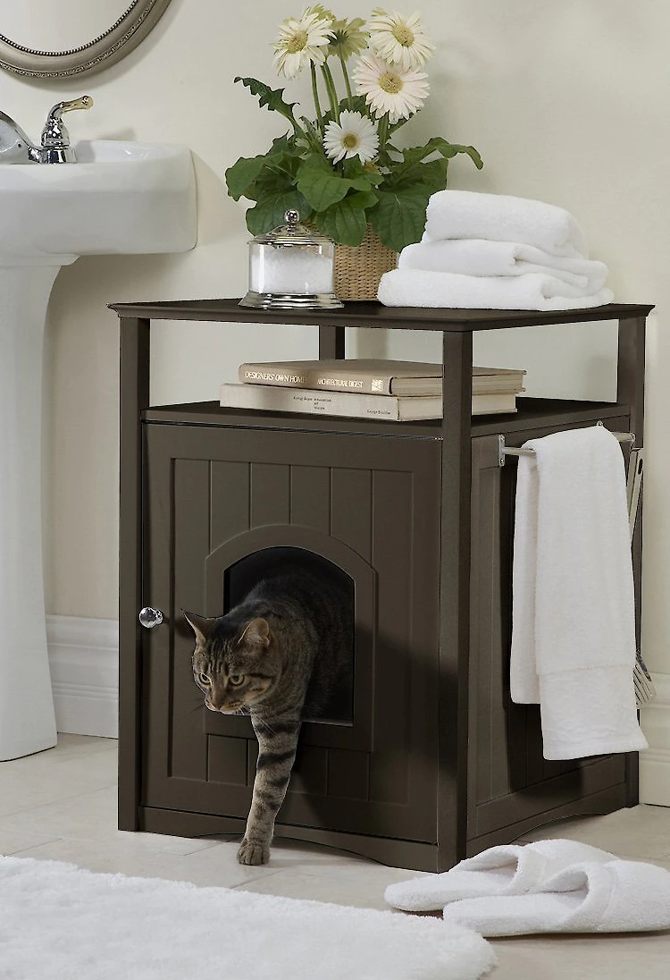 Merry Pet Cat Washroom/Night Stand Pet House. Espresso
