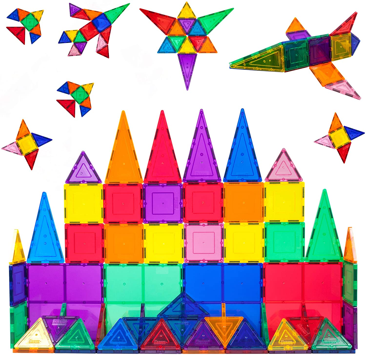 PicassoTiles 60 Piece Set 60pcs Magnet Building Tiles