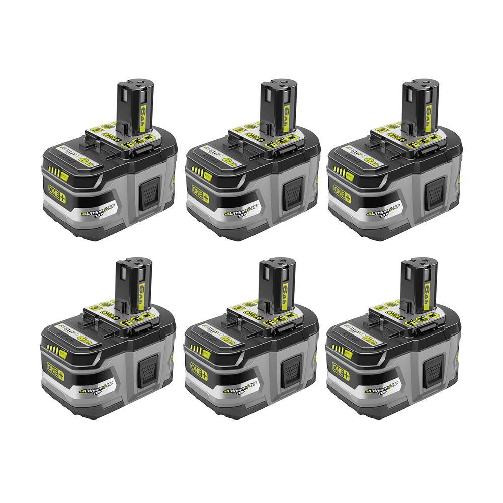 RYOBI  ONE+ 18V Lithium-Ion 6.0 Ah LITHIUM+ HP High Capacity Battery (6-Pack)
