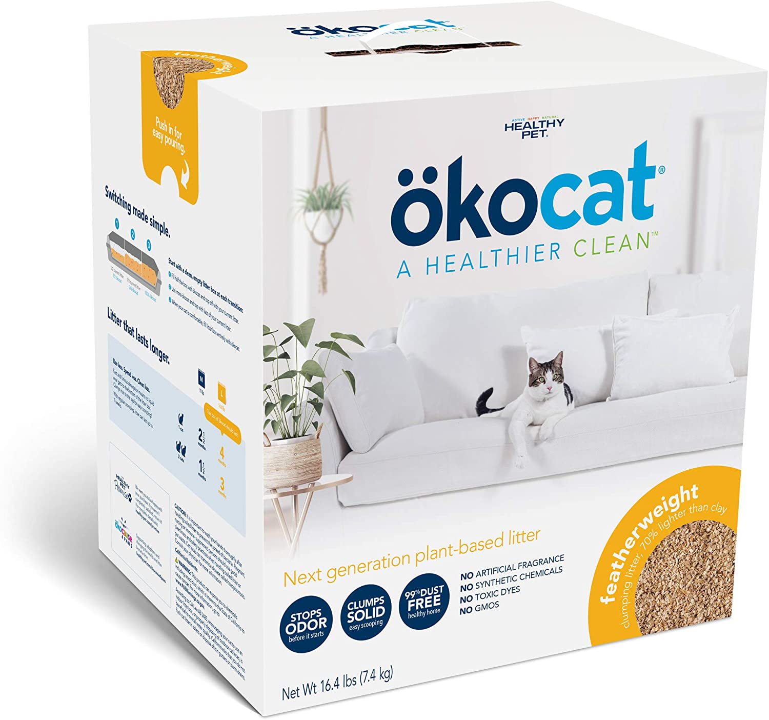 Okocat Unscented Featherwieght Clumping Wood Cat Litter. 16.4 lbs.