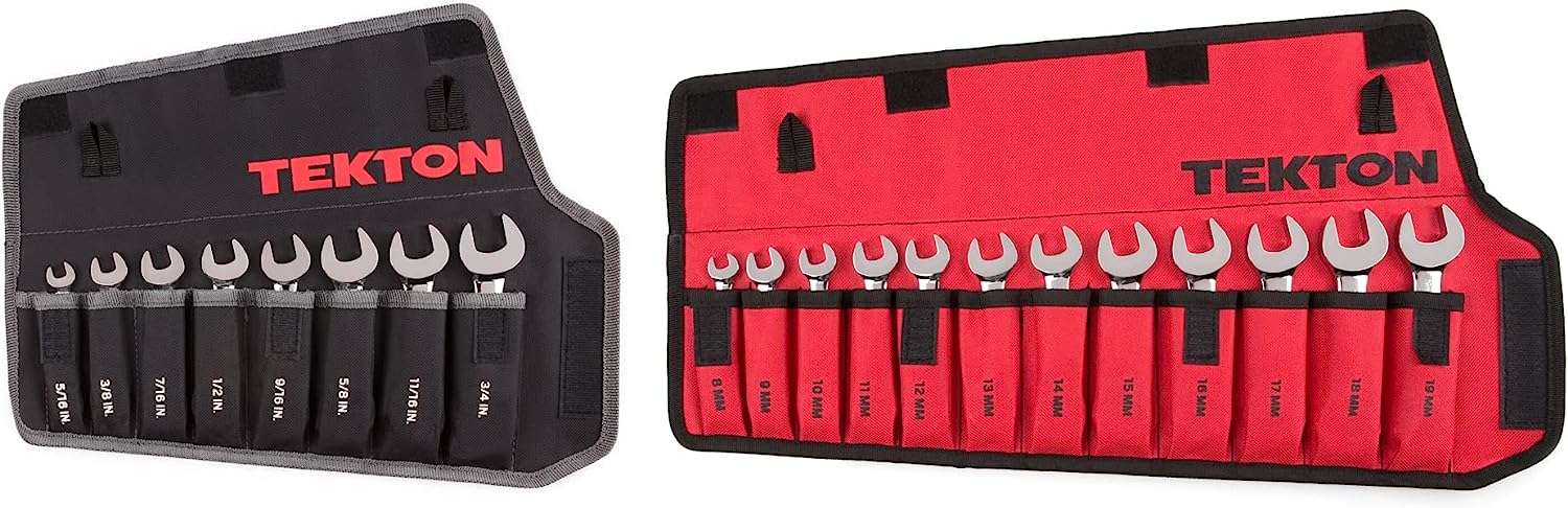 TEKTON Stubby Combination Wrench Set. 20-Piece (5/16-3/4 in.. 8-19 mm) - Pouch | WCB94601