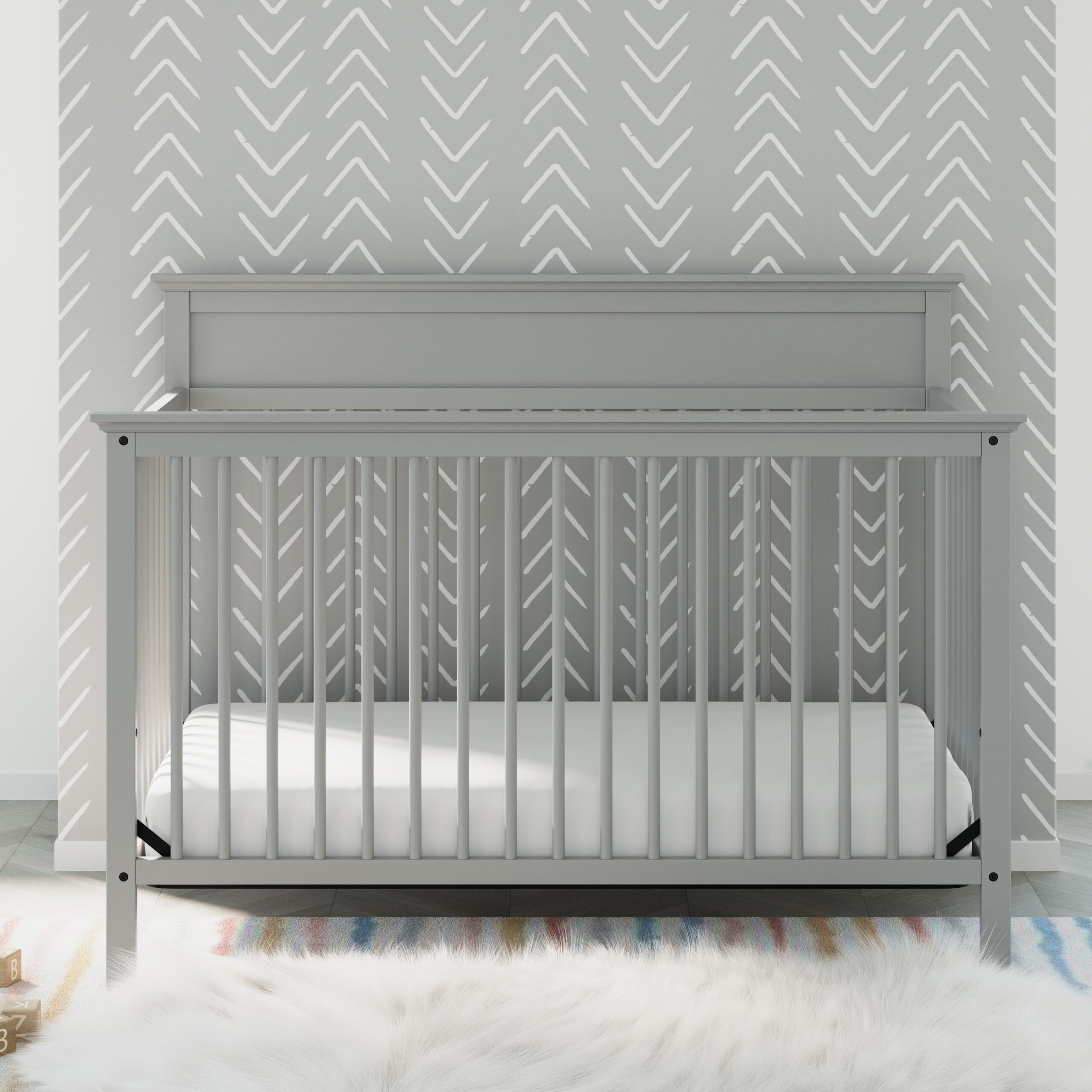 Storkcraft Horizon 5-in-1 Convertible Baby Crib. Pebble Gray