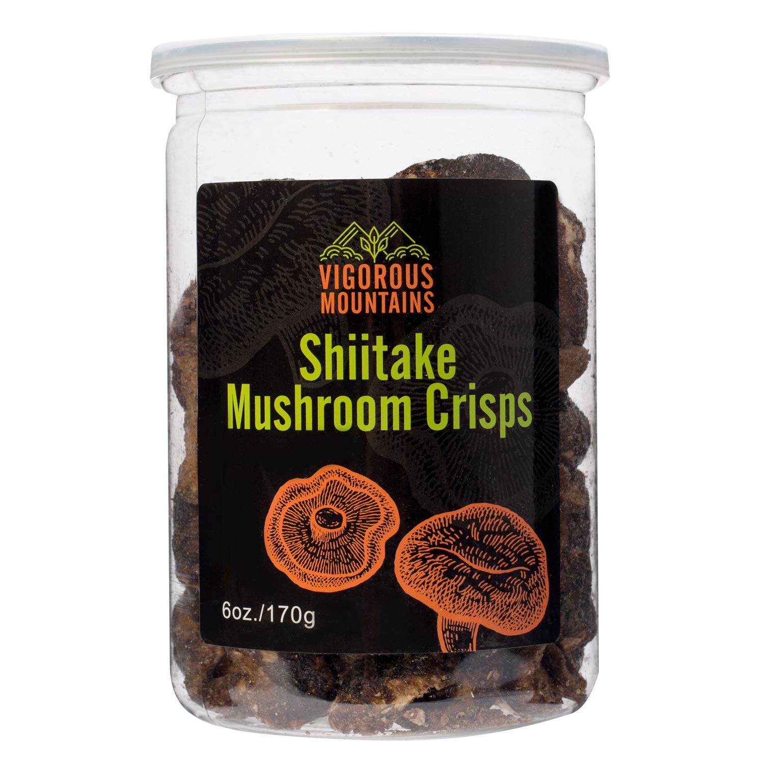 VIGOROUS MOUNTAINS Shiitake Mushroom Crisps Snack. Dried Vegetables. 6 OZ