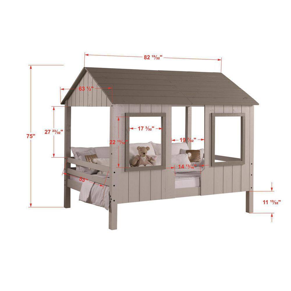 Donco Kids  Grey Two Tone Full House Low Loft Bed